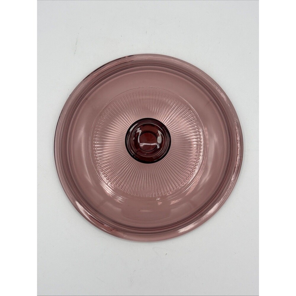 Pyrex Corning Ware Visions V 1 C Cranberry Glass Round Replacement Lid 6 3/8"